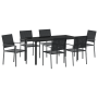 Juego de Comedor de Jardín de 7 Piezas en Poliratán Negro