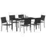 Juego de Comedor de Jardín de 7 Piezas en Poliratán Negro