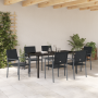 Juego de Comedor de Jardín de 7 Piezas en Poliratán Negro