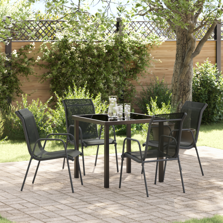 Conjunto de Comedor de Jardín de 5 Piezas Negro Textilene y Acero de , Sillas de jardín - Ref: Foro24-3379136, Precio: 174,63...