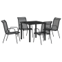 Conjunto de Comedor de Jardín de 5 Piezas Negro Textilene y Acero de , Sillas de jardín - Ref: Foro24-3379136, Precio: 174,63...