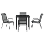 Conjunto de Comedor de Jardín de 5 Piezas Negro Textilene y Acero de , Sillas de jardín - Ref: Foro24-3379136, Precio: 174,63...