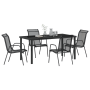 Juego de comedor de jardín de 5 piezas Negro Textileno y Acero de , Sillas de jardín - Ref: Foro24-3379138, Precio: 208,42 €,...