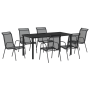 Juego de comedor de jardín 7 piezas Negro Textileno y Acero
