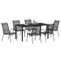 Juego de comedor de jardín 7 piezas Negro Textileno y Acero