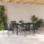 Juego de comedor de jardín 7 piezas Negro Textileno y Acero