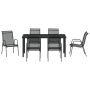 Juego de comedor de jardín 7 piezas Negro Textileno y Acero