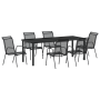 Set de Comedor de Jardín de 7 Piezas Textileno Negro y Acero de , Sillas de jardín - Ref: Foro24-3379140, Precio: 282,23 €, D...