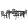 Set de Comedor de Jardín de 7 Piezas Textileno Negro y Acero de , Sillas de jardín - Ref: Foro24-3379140, Precio: 282,23 €, D...