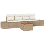 Conjunto de Sofá de Jardín de 5 Piezas con Cojines Beige Ratán Sintético Acacia de , Sofás de exterior - Ref: Foro24-3356559,...
