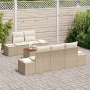 Juego de Sofá de Jardín de 6 Piezas con Cojines Beige Poly