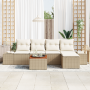 Conjunto de Sofá de Jardín de 6 Piezas con Cojines Beige Ratán