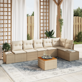 Conjunto de Sofás de Jardín de 7 Piezas con Cojines Beige de