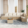 Conjunto de Sofás de Jardín de 7 Piezas con Cojines Beige de