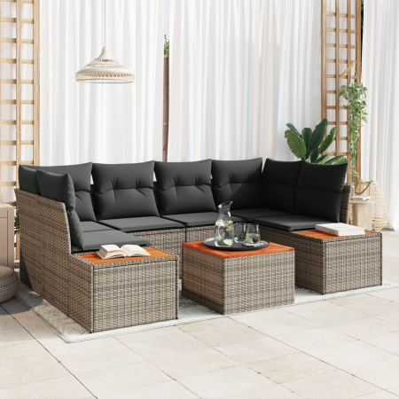 Conjunto de Sofás de Jardín de 6 Piezas con Cojines Gris Ratán Sintético Acacia | Foro24.es | Tu tienda online para hogar, jardín y más Foro24.es