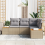 Juego de Sofá de Jardín de 4 Piezas con Cojines Beige Ratán Poli Acacia de , Sofás de exterior - Ref: Foro24-3356745, Precio:...