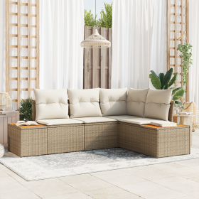 Set de Sofás de Jardín  de 10 Piezas con Cojines Beige Poliratán Acacia | Foro24.es | Tu tienda online para hogar, jardín y más Foro24.es