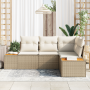 Conjunto de Sofás de Jardín de 4 Piezas con Cojines Beige Poliratán Acacia | Foro24.es | Tu tienda online para hogar, jardín y más Foro24.es