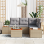 Conjunto de Sofá de Jardín de 5 Piezas con Cojines Beige Ratán Polipropileno Acacia de , Sofás de exterior - Ref: Foro24-3356...
