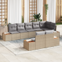 Conjunto de Sofá de Jardín de 8 Piezas con Cojines Beige Ratán Poli Acacia | Foro24.es | Tu tienda online para hogar, jardín y más Foro24.es
