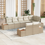 Conjunto de Sofá de Jardín de 8 Piezas con Cojines de Ratán Sintético Beige Acacia de , Sofás de exterior - Ref: Foro24-33567...