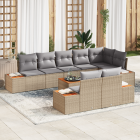 Juego de Sofá de Jardín de 9 Piezas con Cojines Beige de Ratán Sintético de , Sofás de exterior - Ref: Foro24-3356785, Precio...
