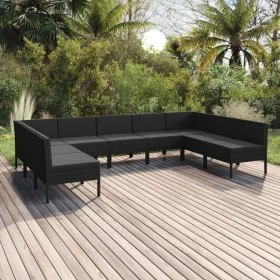 9-teiliges Gartenmöbel-Set und schwarze synthetische Rattankissen von vidaXL, Gartensets - Ref: Foro24-3094597, Preis: 776,94...
