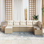 Juego de Sofás de Jardín de 7 Piezas con Cojines Beige Ratán Poliéster Acacia | Foro24.es | Tu tienda online para hogar, jardín y más Foro24.es