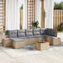Conjunto de Sofá de Jardín de 8 Piezas con Cojines Beige Ratán de Polietileno Acacia | Foro24.es | Tu tienda online para hogar, jardín y más Foro24.es