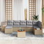 Conjunto de Sofá de Jardín de 8 Piezas con Cojines Beige Ratán de Polietileno Acacia | Foro24.es | Tu tienda online para hogar, jardín y más Foro24.es