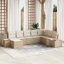 Juego de Sofá de Jardín de 8 Piezas con Cojines Beige Ratán Poli Acacia | Foro24.es | Tu tienda online para hogar, jardín y más Foro24.es