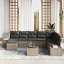 Conjunto de Sofá de Jardín de 9 Piezas con Cojines Gris Ratán Poliéster Acacia de , Sofás de exterior - Ref: Foro24-3356819, ...