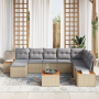 Conjunto de Sofá de Jardín de 9 Piezas con Cojines Beige Ratán Acacia de , Sofás de exterior - Ref: Foro24-3356820, Precio: 6...