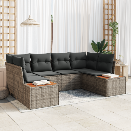 Conjunto de Sofás de Jardín de 6 Piezas con Cojines Gris Poliratán Acacia de , Sofás de exterior - Ref: Foro24-3356824, Preci...
