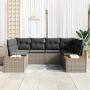 Conjunto de Sofás de Jardín de 6 Piezas con Cojines Gris Poliratán Acacia de , Sofás de exterior - Ref: Foro24-3356824, Preci...