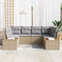 Juego de Sofá de Jardín de 6 Piezas con Cojines Beige Ratán Poliéster Acacia | Foro24.es | Tu tienda online para hogar, jardín y más Foro24.es