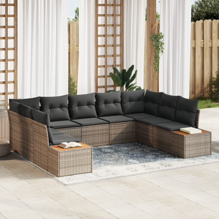 Conjunto de Sofás de Jardín de 5 Piezas con Cojines Gris Ratán Poliéster | Foro24.es | Tu tienda online para hogar, jardín y más Foro24.es