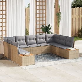 Conjunto de Sofá de Jardín de 5 Piezas con Cojines Beige Poliratán Acacia de , Sofás de exterior - Ref: Foro24-3356835, Preci...
