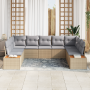Conjunto de Sofá de Jardín de 5 Piezas con Cojines Beige Poliratán Acacia de , Sofás de exterior - Ref: Foro24-3356835, Preci...