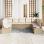 Conjunto de Sofá de Jardín de 5 Piezas con Cojines Beige de Ratán Sintético y Acacia de , Sofás de exterior - Ref: Foro24-335...