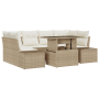 Juego de Sofá de Jardín de 7 Piezas con Cojines Beige Ratán Sintético de , Sofás de exterior - Ref: Foro24-3357854, Precio: 6...