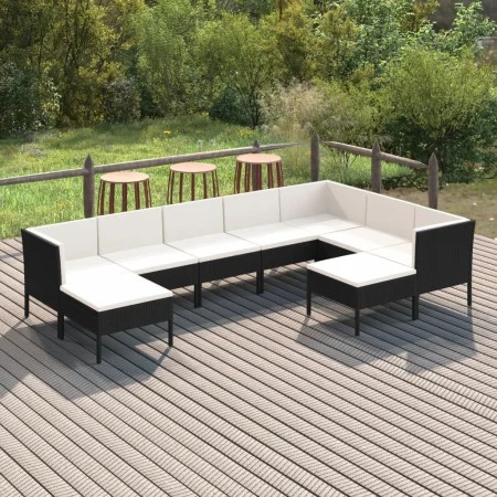 Gartenmöbelset 9-teilig und Kissen Kunststoff Rattan schwarz von vidaXL, Gartensets - Ref: Foro24-3094432, Preis: 811,74 €, R...