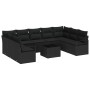 Conjunto de sofá de jardín 10 pcs Negro Poliratán