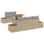 Set de Sofá de Jardín de 6 Piezas con Cojines Beige Poliratán | Foro24.es | Tu tienda online para hogar, jardín y más Foro24.es