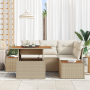 Conjunto de Sofás de Jardín de 5 Piezas con Cojines Beige Ratan