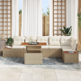 Juego de Sofás de Jardín de 7 Piezas con Cojines Beige Poliratán de , Sofás de exterior - Ref: Foro24-3358815, Precio: 637,13...