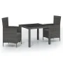 3-piece garden dining set with gray synthetic rattan cushions by vidaXL, Garden sets - Ref: Foro24-3094879, Price: 220,99 €, ...