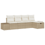 Juego de Sofá de Jardín de 5 Piezas con Cojines Beige de Ratán Poliéster de , Sofás de exterior - Ref: Foro24-3360692, Precio...