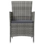 Set comedor de jardín 3 piezas con cojines ratán sintético gris
