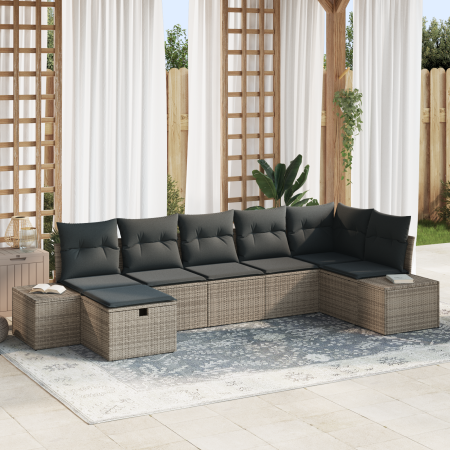 Juego de Sofá de Jardín de 7 Piezas con Co cushions Gris de Ratán Sintético de , Sofás de exterior - Ref: Foro24-3360730, Pre...